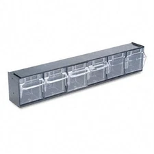 Deflect-O 20604OP Tilt Bin Plastic Storage System with Six Bins - Black