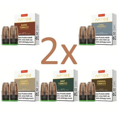 2 x 2er Pack OXVA Artio Prefilled Pods je 2ml Tobacco Tabak Aroma 8mg / 18mg