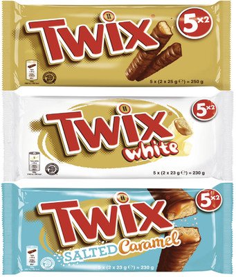 Twix Multipack-Mix Original5x46g, White 5x46g & Salted Caramel 5x46g