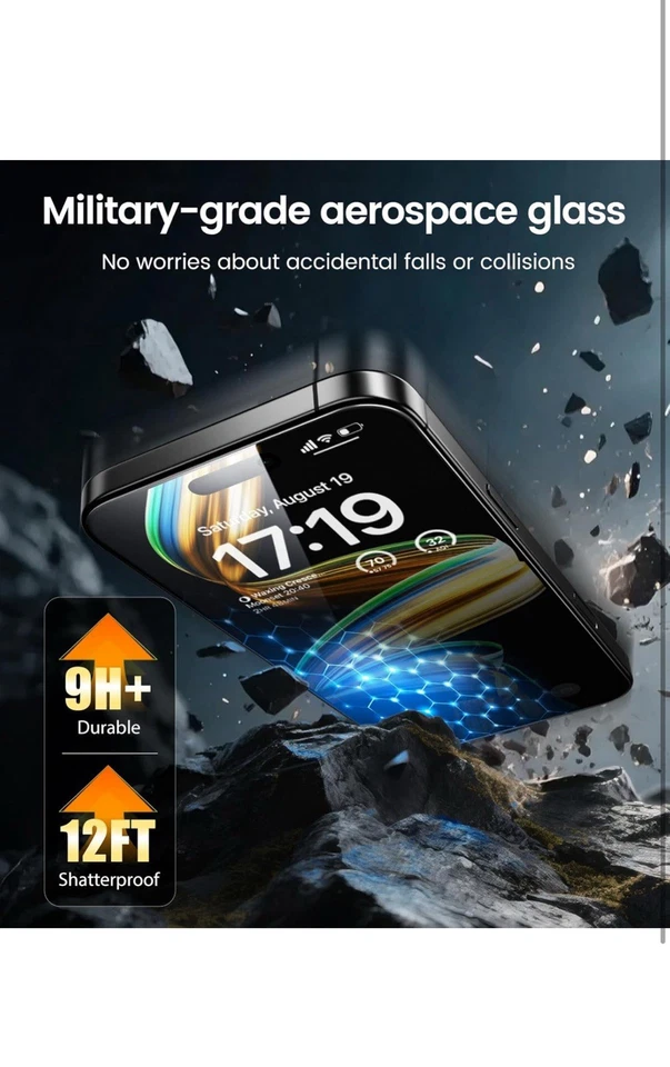 -4 Pack for Iphone 16 Pro Max Privacy Screen Protector[6.9"] 9H+ Hardness 12FT M - Image 3 of 4