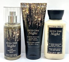 Bath  Body Works INTO THE NIGHT Body Cream Lotion Mist Set of 3 Travel Size