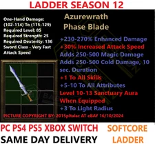 ✅ PC PS4 PS5 XBOX SWITCH ✅ LADDER Azurewrath PB Diablo 2 Resurrected Items D2R