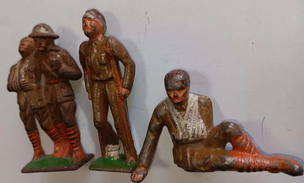 GREY IRON Dimestore Toy Soldiers RARE #G105,G98 &G104 WOUNDED Barclay