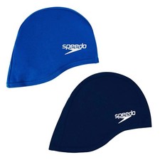 2x Adult Speedo Swim Cap Polyester Fabric Royal Blue Navy Anti-Tug Hair 🚫 Latex