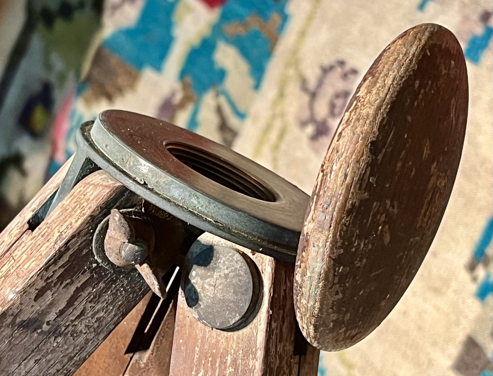 Antique Wooden Surveying Tripod With Metal Leg Caps 57'' Wooden Surveyor Tripod 