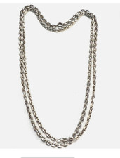 Lange antike Bohnenkette, massiv 835/. Silber, punziert, 80 cm 38 gramm