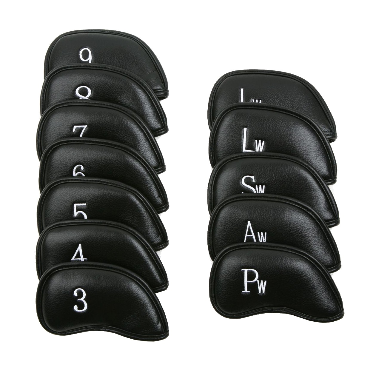 Intech 12-Piece Golf Iron Headcover Set with Magnetic Closure (3-LW), Black