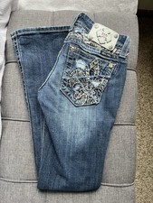 Miss Me Bootcut Women's Jeans Blue Embroidered Studded Stretch Pockets