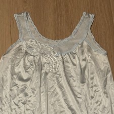 Vintage Long Powder Blue Maxi Nylon Lace Nightgown Vanity Fair Petite XS USA