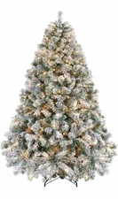 Yaheetech 6ft Snow Flocked Pre-lit Christmas Tree with 250 Warm White Lights
