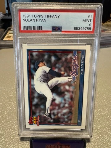 NOLAN RYAN 1991 TOPPS TIFFANY #1 TEXAS RANGERS RARE SP PSA 9 MINT