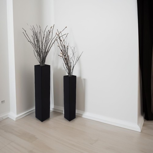 Large Tall Rectangular Wooden Modern Floor Vase - Sleek Contemporary Decor Ac... - Picture 5 of 7