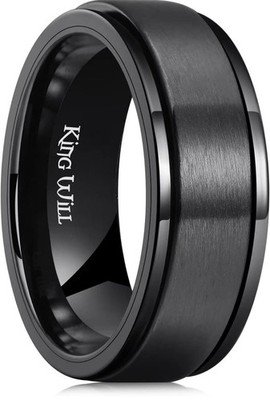 King Will 8mm Black Spinner Ring Size U1/2 (US 10.5) Brushed Finish