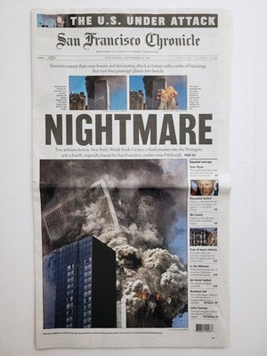 2001 Sep 12: SF Chronicle - 9/11 Terror Attacks ''Nightmare'' US Under Attack 