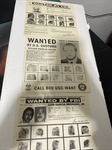 Wanted By FBI / Customs Poster Lot Risinger, Coller, And Medrano