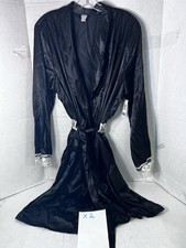 NWT Vintage Kmart Pink K Silky Satin Lace Long Nightie Nightgown Robe XL Black
