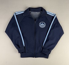 80s VINTAGE Adidas Trefoil Full Zip Track Jacket Size Small Navy Blue Windbreak