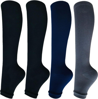 Open Toe Compression Socks for Women Men 15-20 Mmhg 4 Pairs Toeless Footless Soc