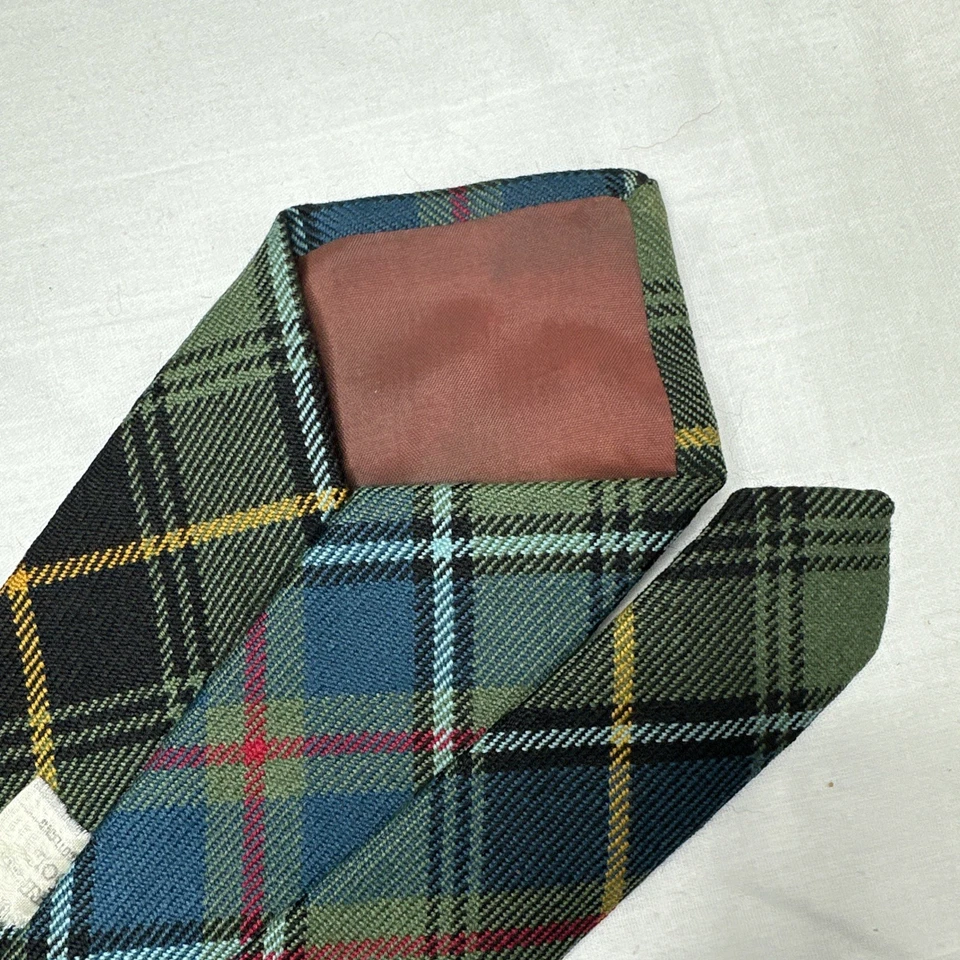 Corbata de cuello a cuadros escoceses de lana para hombre, verde azul marino rojo clásica vintage papá Escocia Foto 3 de 4