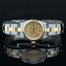 2004 Rolex Oyster Perpetual Champagne Stick Dial Oyster 76183 Complete Two-tone