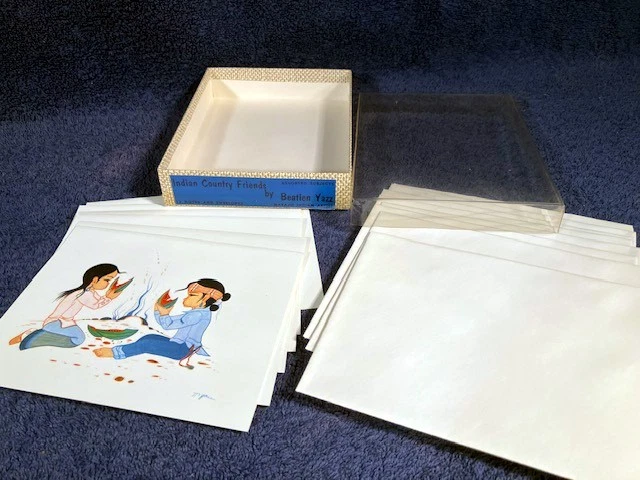 Conjunto de impresión de tarjetas de notas de arte vintage BEATIEN YAZZ artista navajo INDIO AMIGOS DEL PAÍS Foto 2 de 4