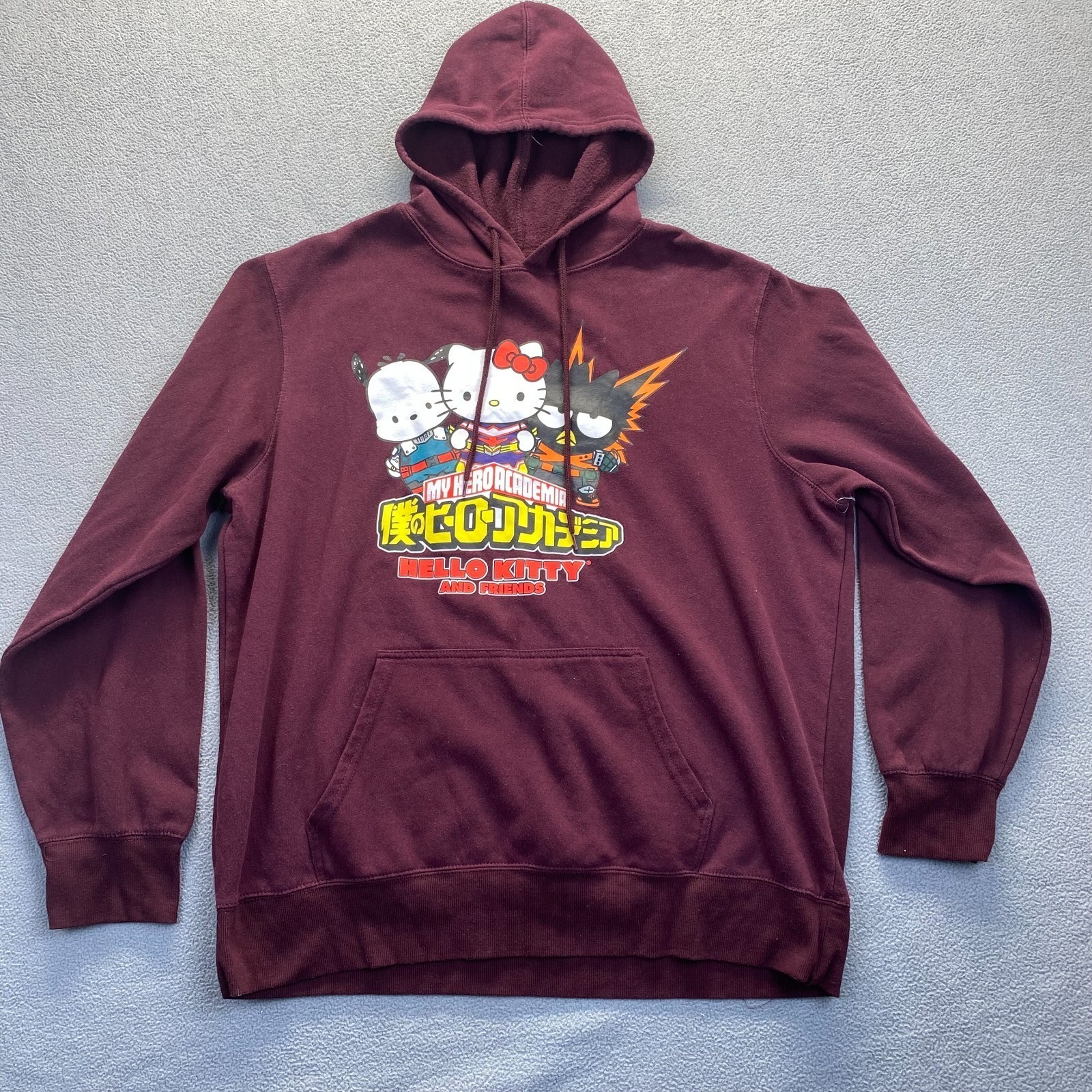My Hero Academia Hello Kitty & Friends Sweatshirt Hoodie Mens XL Graphic Maroon