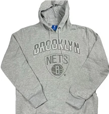 Brooklyn Nets Hoodie Mens Large Gray NBA Basketball UNK Pullover Sweatshirt New
