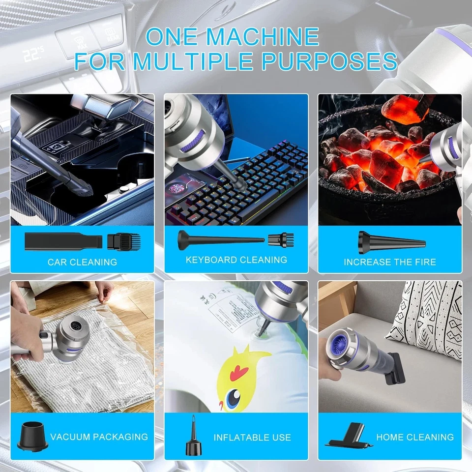 Handheld Vacuum Cordless, 21000Pa Wireless Handheld Car Vacuum Cleaner with Bag - Image 3 of 4