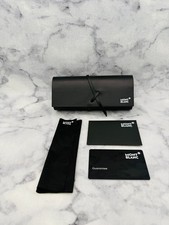 Montblanc Sunglasses Eyeglasses Case Set, Black Faux Leather,Cleaning Cloth,Card