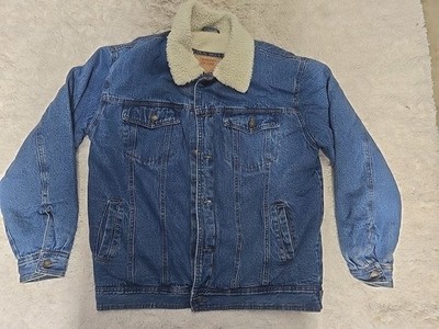Original Delux Blue Denim Jacket With Fur Lining Mens XL