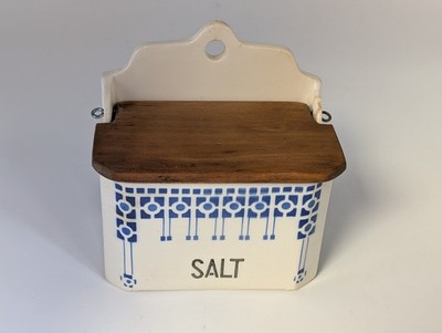 Salt Box w/Lid~Czechoslovakian Art Deco White DITMAR URBACH Flaws