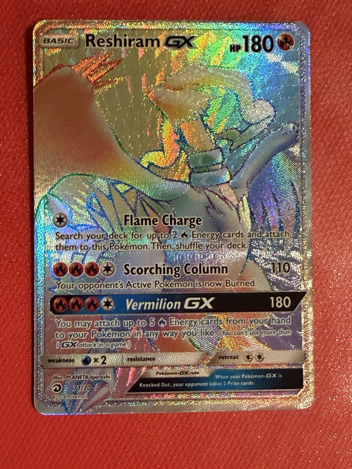 Reshiram GX 71/70 Rainbow Secret Rare Pokémon Dragon Majesty English NM