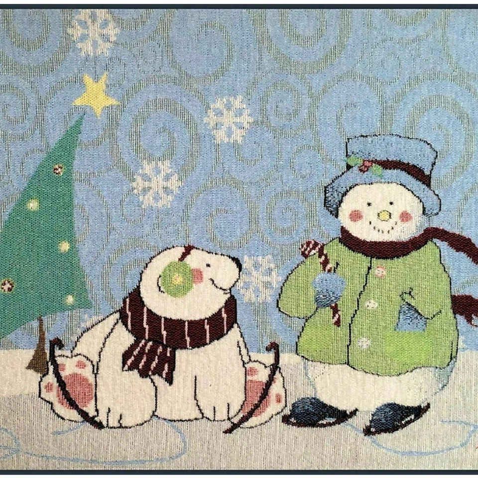 Set of 4 Christmas Holiday Snowman Placemats Arctic Blue Snowflake - NEW - Image 4 of 4