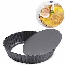 DDSHUN 8 Zoll Quiche Pfanne Rund Geriffelt Tarte Blech Flan Schale 8 Zoll, Schwarz