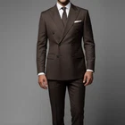 Mens Suit Double Breast Custom Tailored Business Wedding Prom Formal Office Work
