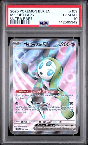 2025 POKEMON BLK EN-BLACK BOLT ULTRA RARE #159 MELOETTA EX PSA 10