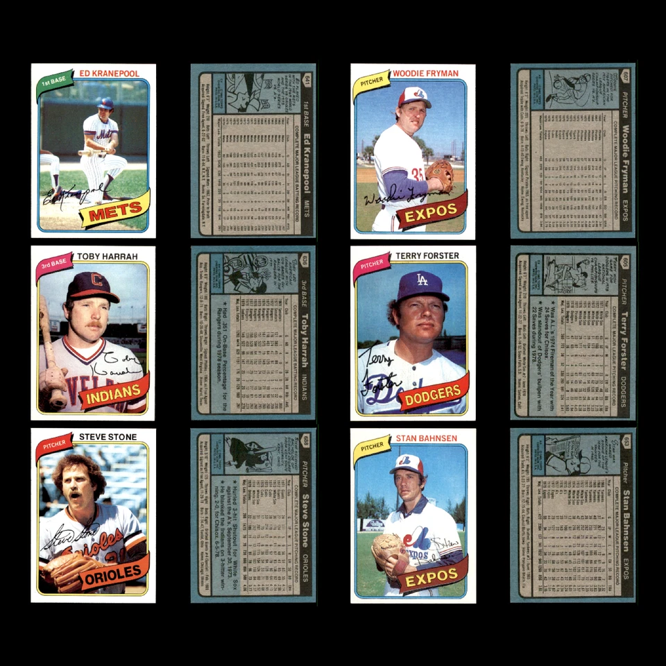Lote 54 tarjetas de béisbol 1980 Topps Ed Kranepool New York Mets casi nuevo conjunto MLB Foto 3 de 4