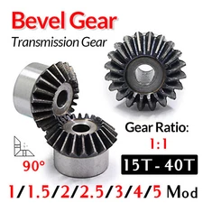 Bevel Gear 1/1.5/2/2.5/3/4/5 Mod 15T-40T Transmission Gear 90° 1:1 Pairing Metal