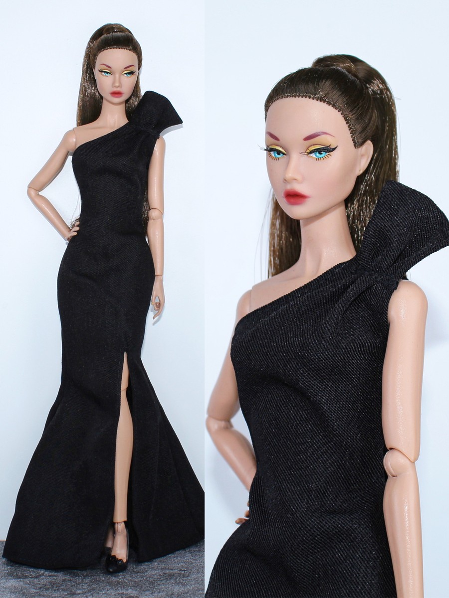 Fashion Black 1/6 Doll Clothes For Dolls outfits Evening Dress Party  Gown