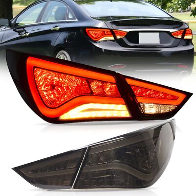 Pair LED Tail Lights DRL For 2011-2014 Hyundai Sonata 6th Gen Sedan w/Sequential