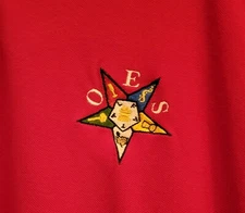 Shirt Order of Eastern Star Trad Star  Short Sleeve Red Mens Polo size XL