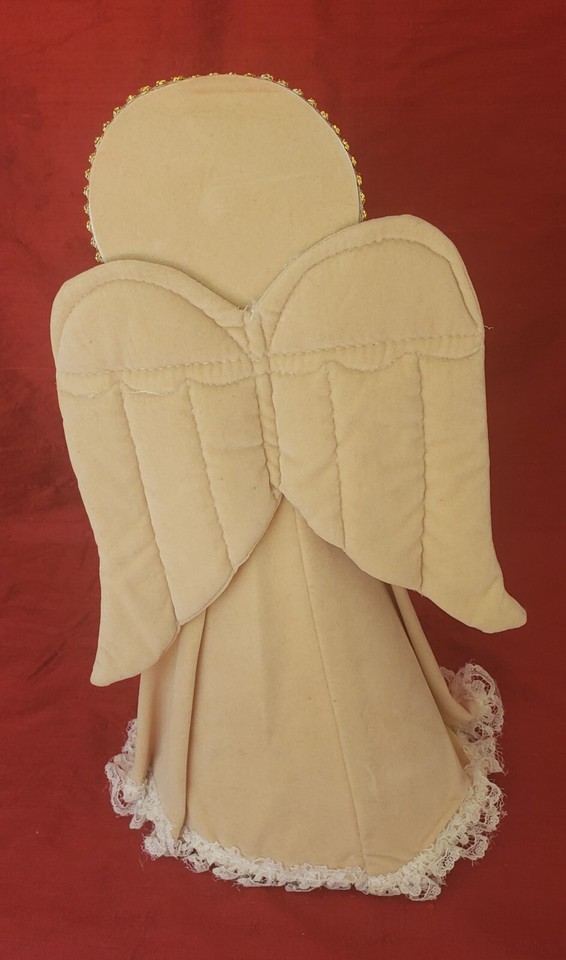 Gold Felt Victorian Angel Vintage Angel Christmas Tree Topper Rick Rack