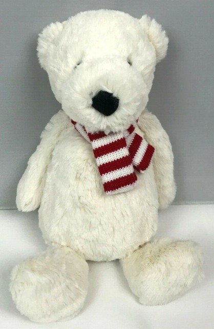 Jellycat Pax Polar Bear White Red Striped Scarf Stuffed Animal Plush 12â Winter | eBay