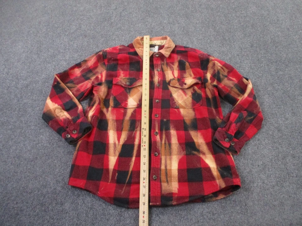 Franklin Flannels Shirt Mens L Red Plaid Country Tennessee Work Outdoor Bleached - Imagem 3 de 4