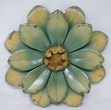 Creative Co-Op DA1177 Rustic 21" Round Distressed Tin Blue Hanging Wall Flower