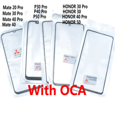 For Huawei P30 P40 P50 Mate 20 Pro Outer Panel Lens Cover Front Glass With OCA