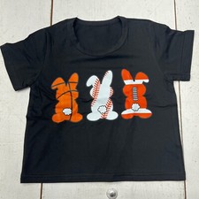 Black Short Sleeve T--Shirt Easter Bunny Sports Ball Theme Graphic Boys 2T -3T
