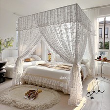 Mosquito Net Lace Netting Sleeping Bed Canopy with Tubes Romantic Dust Proof New