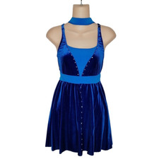 Electric Blue Child Medium Dance Costume Ballet Dress w/Choker  Headpiece New