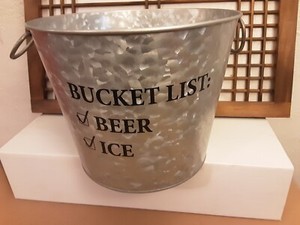 Galvanized Steel Metal Bucket List Beer Ice Large 10" Wide 8" Tall Party Mancave